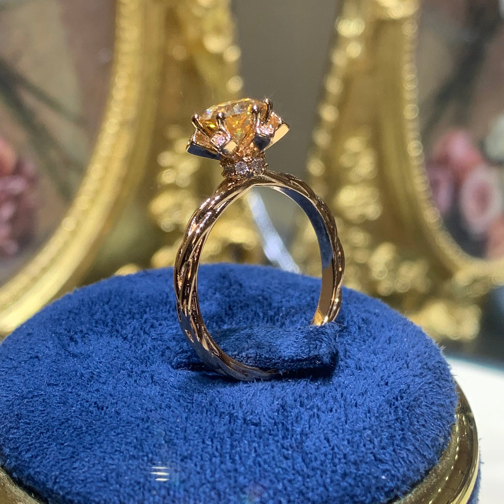 【ZHOYA】1CT 18K gold plated Moissanite ring