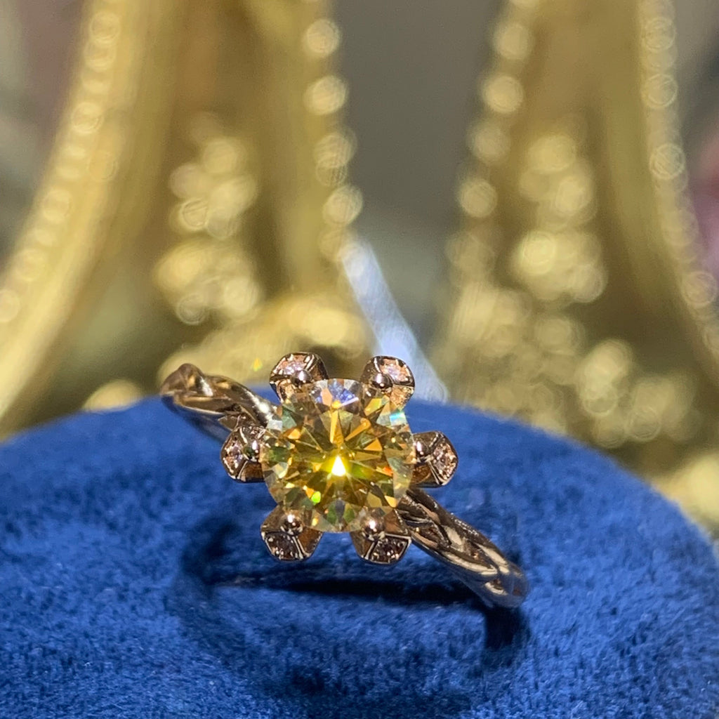 【ZHOYA】1CT 18K gold plated Moissanite ring