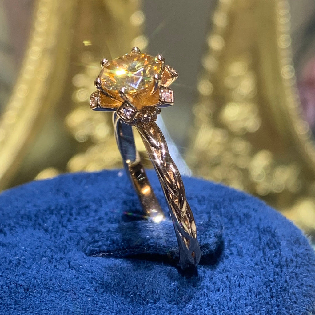 【ZHOYA】1CT 18K gold plated Moissanite ring