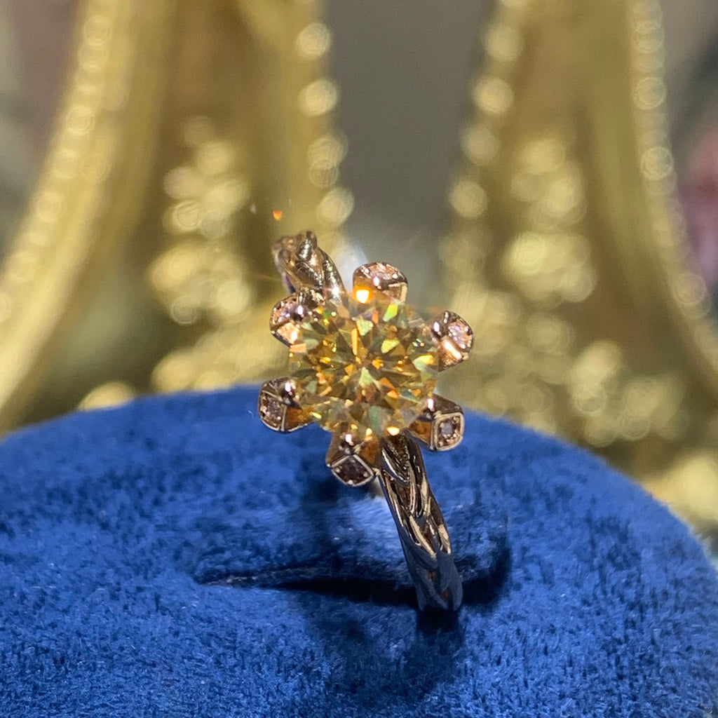 【ZHOYA】1CT 18K gold plated Moissanite ring