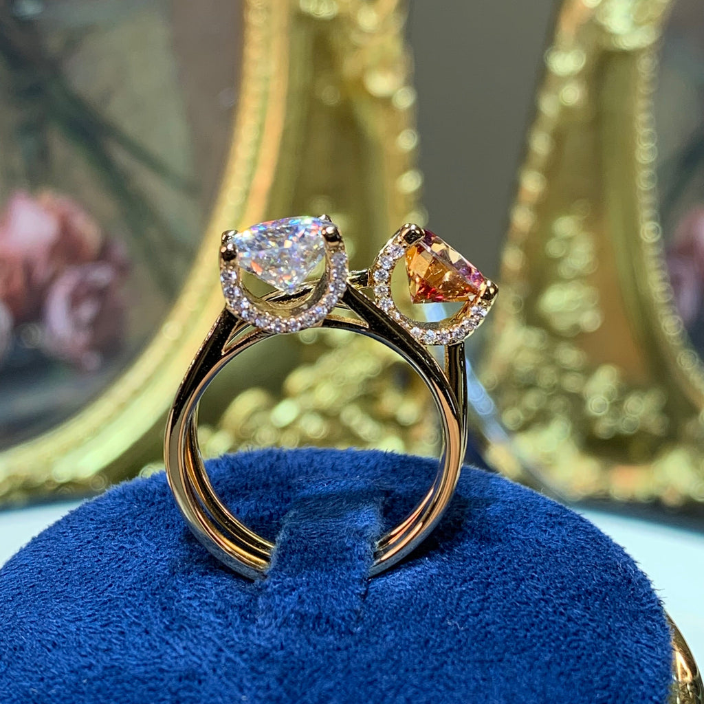 【ZHOYA】rose gold 18K  2CT Moissanite ring