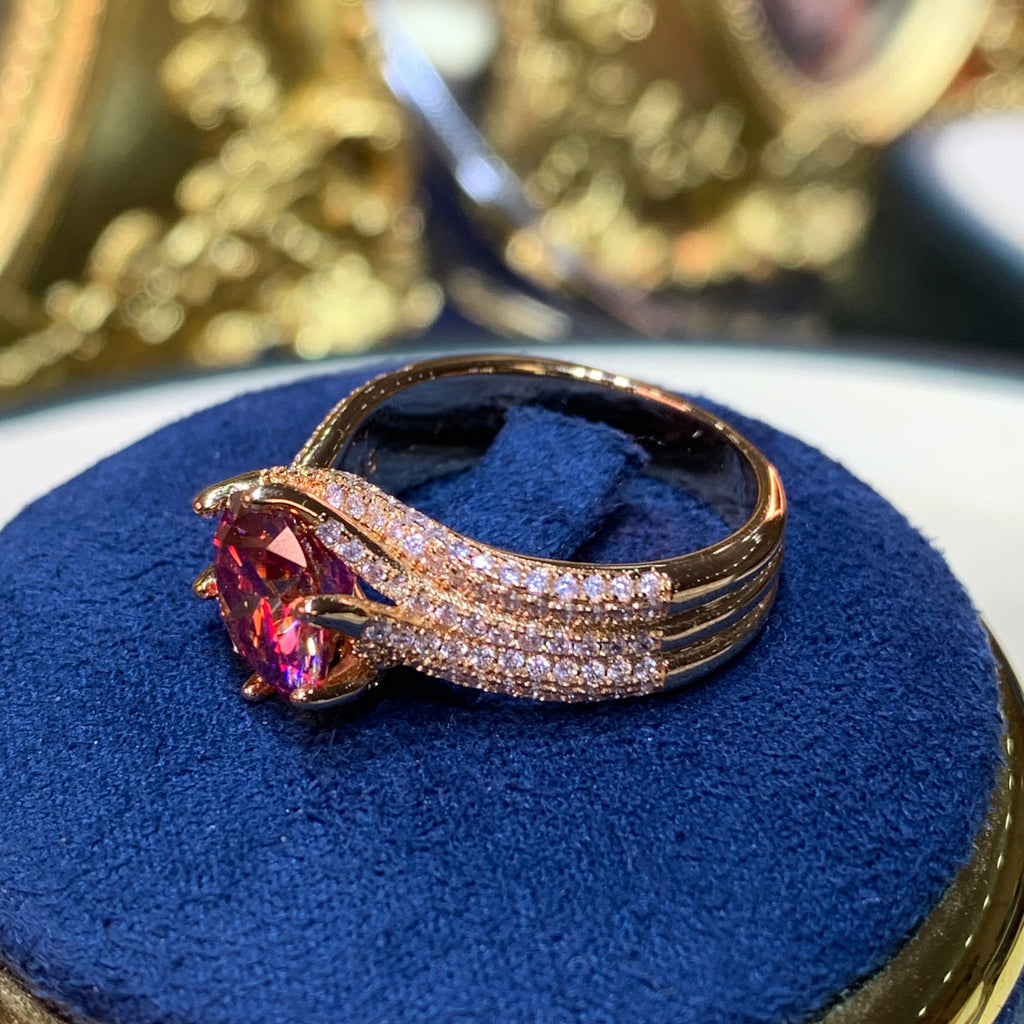 【ZHOYA】rose gold 18K  3 CT Moissanite ring