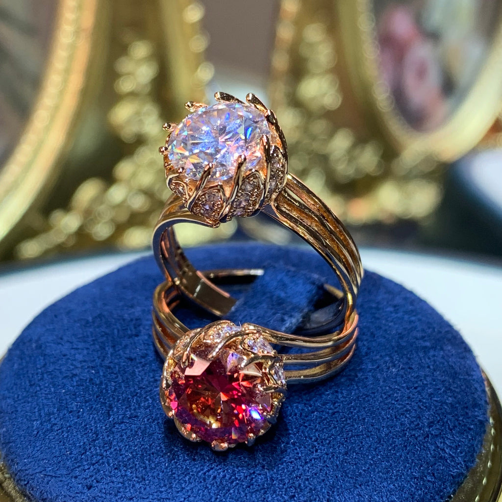 【ZHOYA】 rose gold 18K plated 3/5 CT Moissanite ring