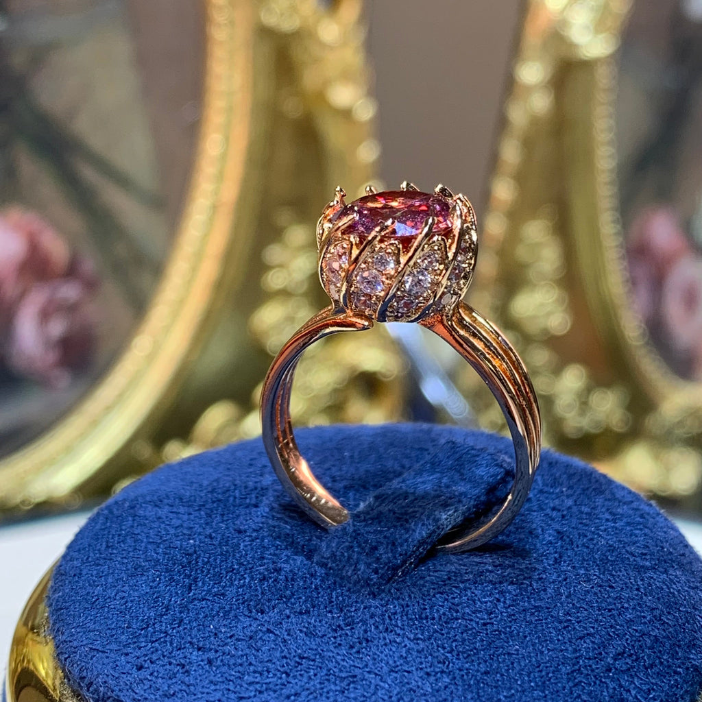 【ZHOYA】 rose gold 18K plated 3/5 CT Moissanite ring