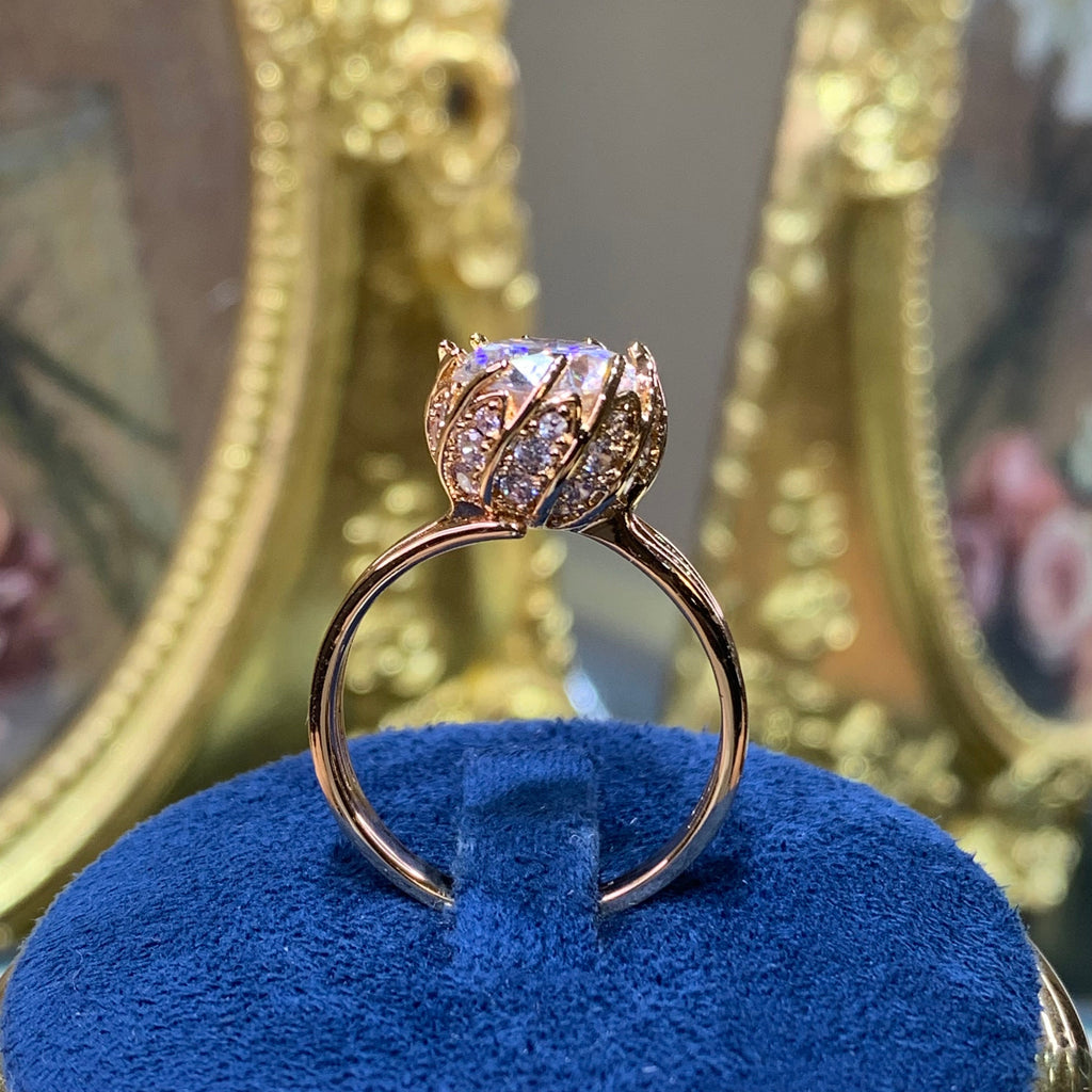 【ZHOYA】 rose gold 18K plated 3/5 CT Moissanite ring