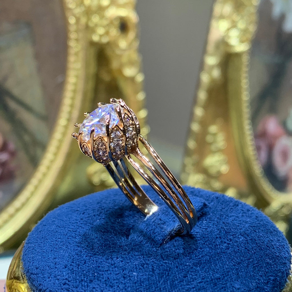 【ZHOYA】 rose gold 18K plated 3/5 CT Moissanite ring