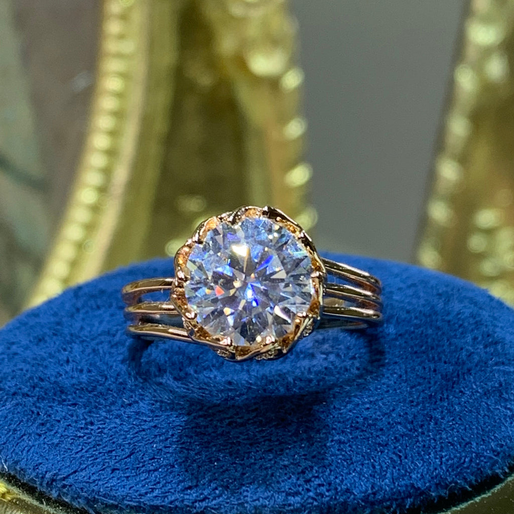 【ZHOYA】 rose gold 18K plated 3/5 CT Moissanite ring