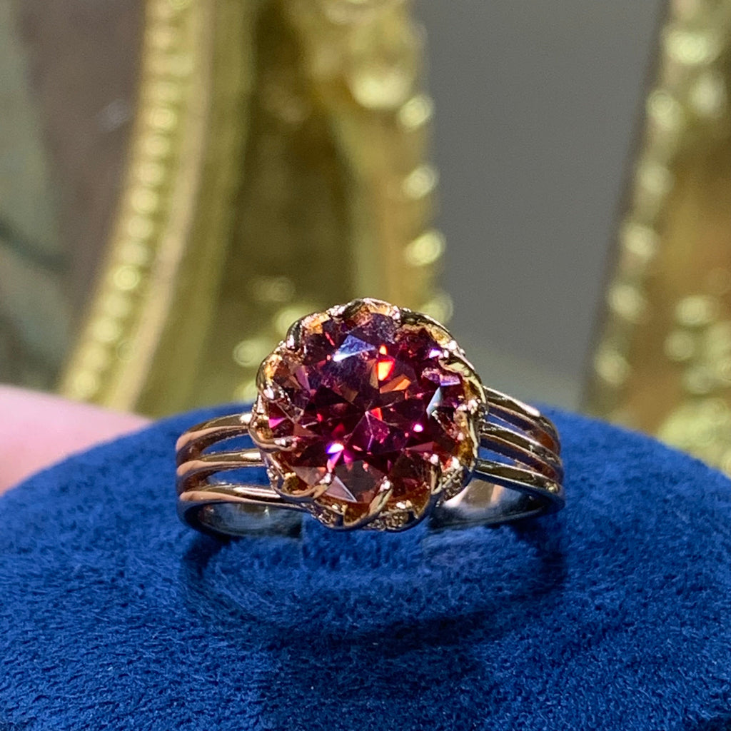 【ZHOYA】 rose gold 18K plated 3/5 CT Moissanite ring