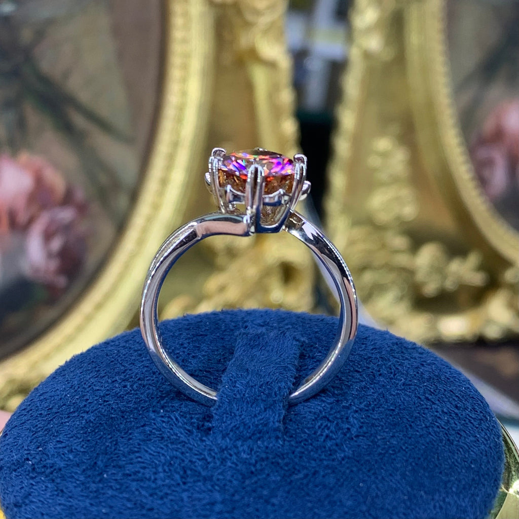 【ZHOYA】1-2CT Moissanite 925 Sterling Silver Ring