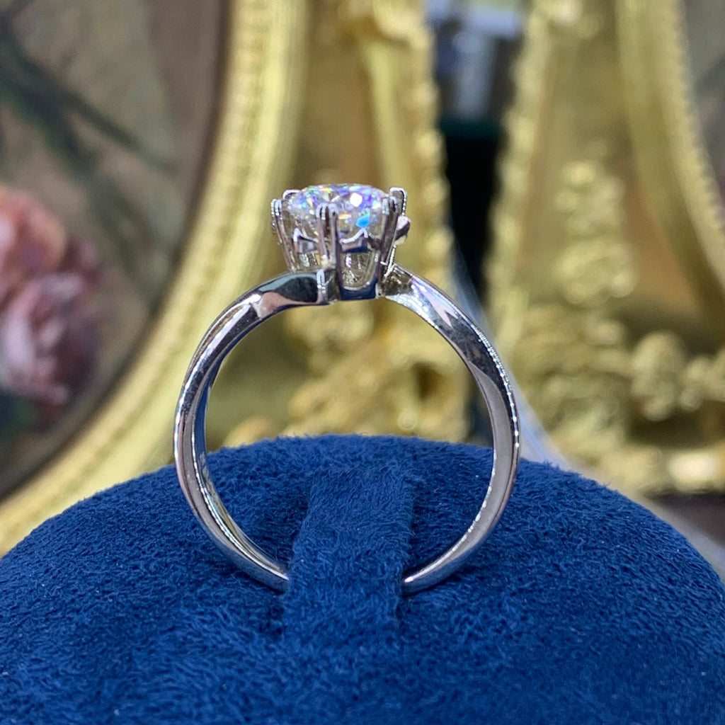 【ZHOYA】1-2CT Moissanite 925 Sterling Silver Ring