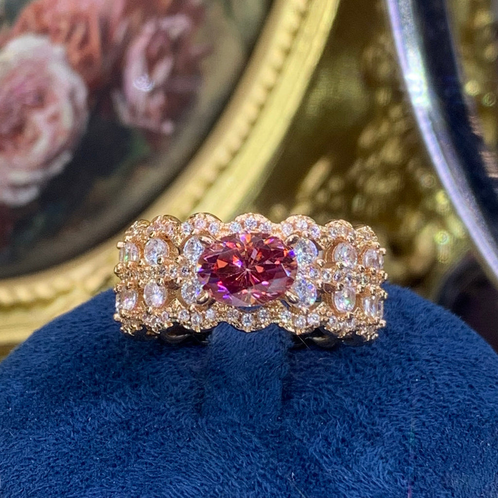 【ZHOYA】 rose gold 18K plated 1.5CT Moissanite gemstone ring