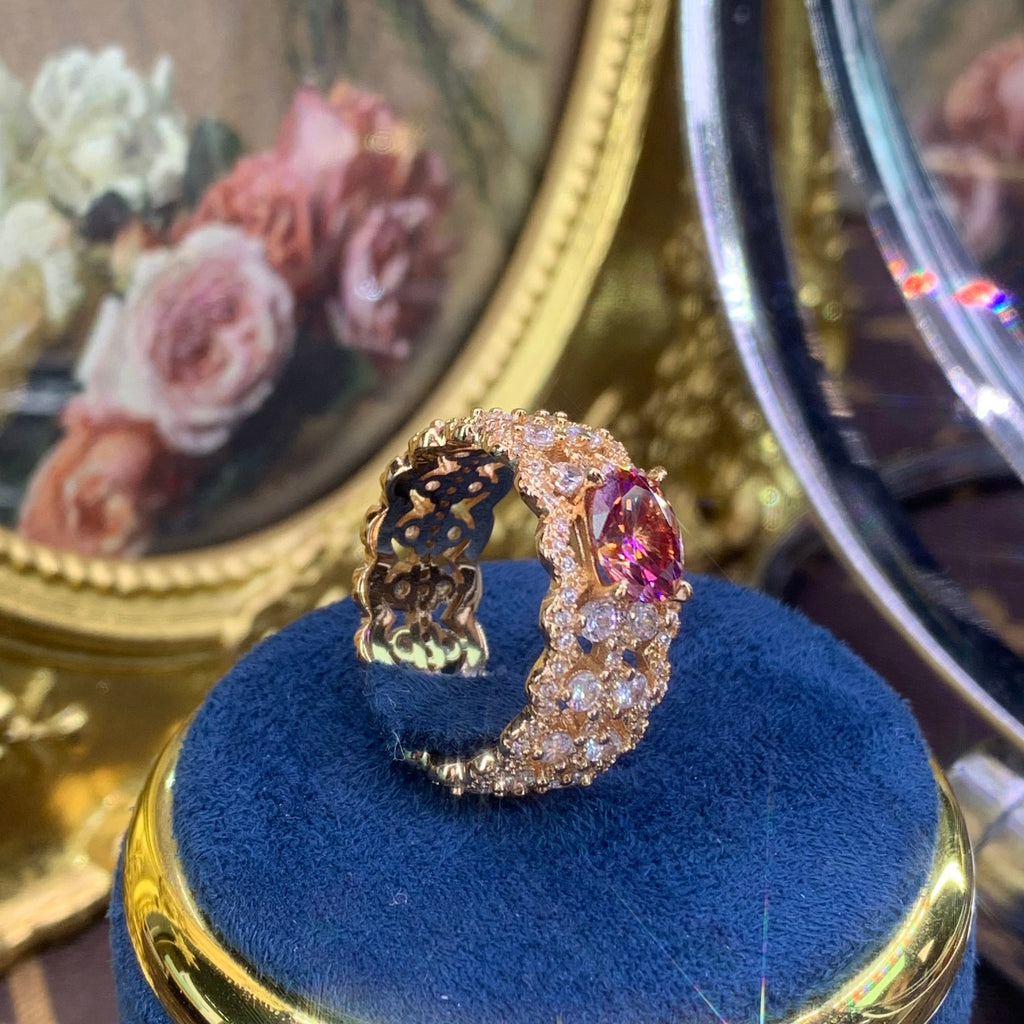 【ZHOYA】 rose gold 18K plated 1.5CT Moissanite gemstone ring