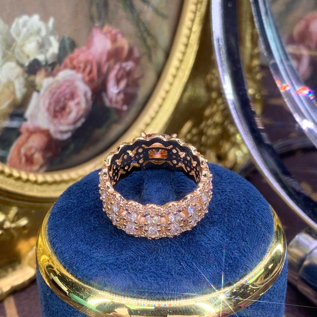 【ZHOYA】 rose gold 18K plated 1.5CT Moissanite gemstone ring