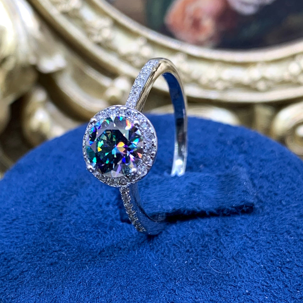 【ZHOYA】1-2CT Moissanite 925 Sterling Silver Ring