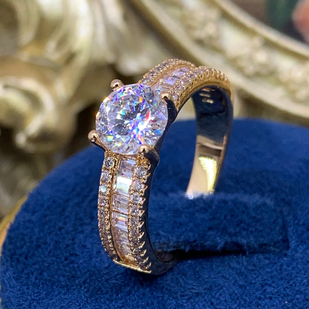 【ZHOYA】1CT Moissanite 18K gold plated women ring