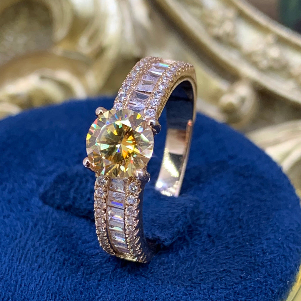 【ZHOYA】1CT Moissanite 18K gold plated women ring