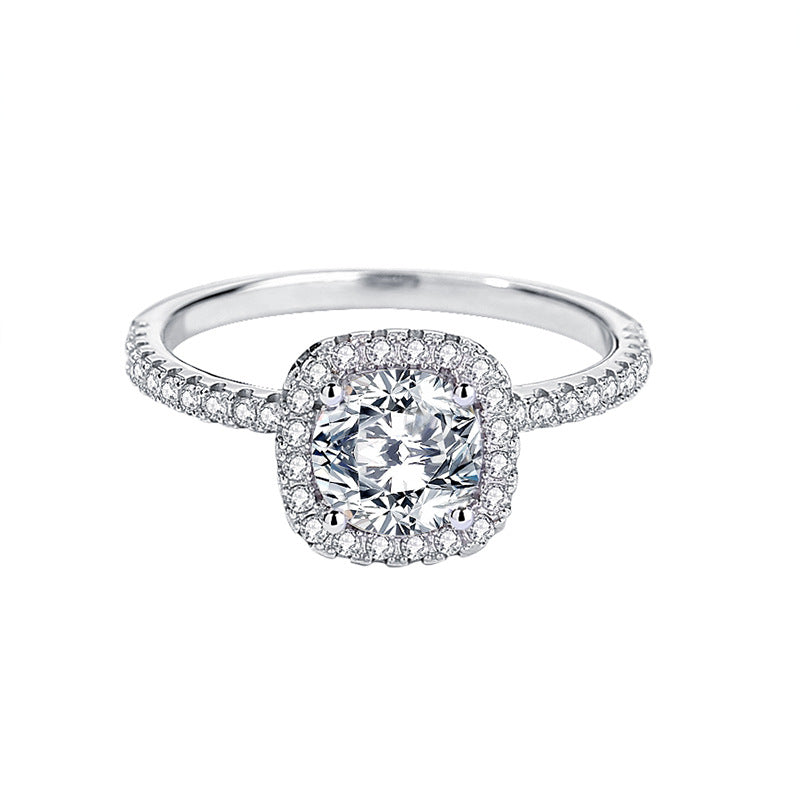 【ZHOYA】 Luxury Round Cut 1 Carat S925 Silver Moissanite Ring