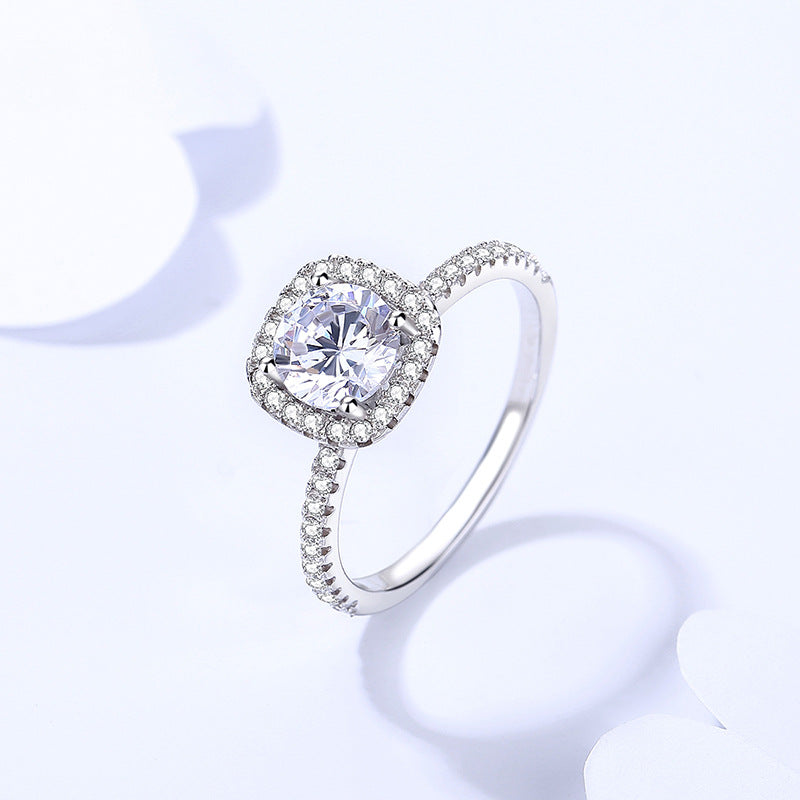 【ZHOYA】 Luxury Round Cut 1 Carat S925 Silver Moissanite Ring