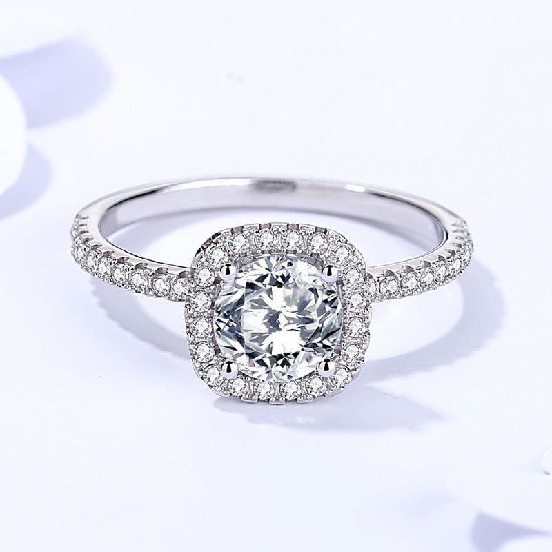 【ZHOYA】 Luxury Round Cut 1 Carat S925 Silver Moissanite Ring