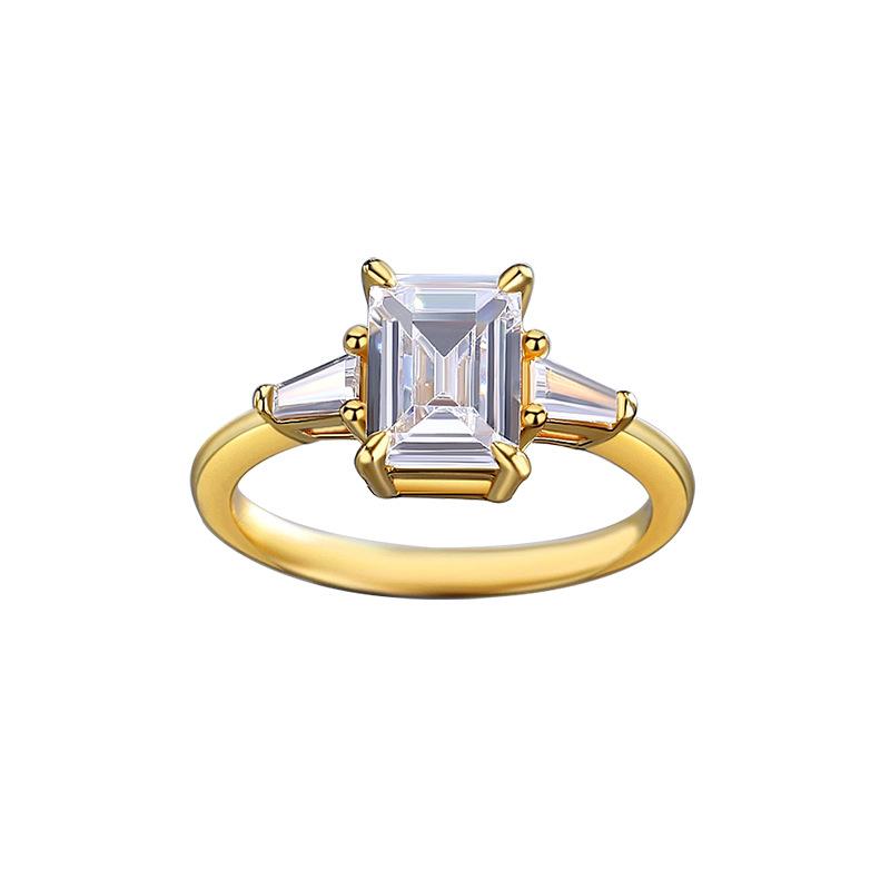 【ZHOYA】 Emerald Cut Moissanite 2 Ct S925 Silver Ring