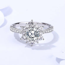 Load image into Gallery viewer, 【ZHOYA】 Sunflower Round Shape Moissanite 1 Carat S925 Silver Platinum Plated Ring