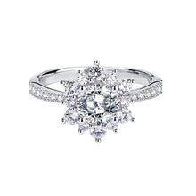 Load image into Gallery viewer, 【ZHOYA】 Sunflower Round Shape Moissanite 1 Carat S925 Silver Platinum Plated Ring