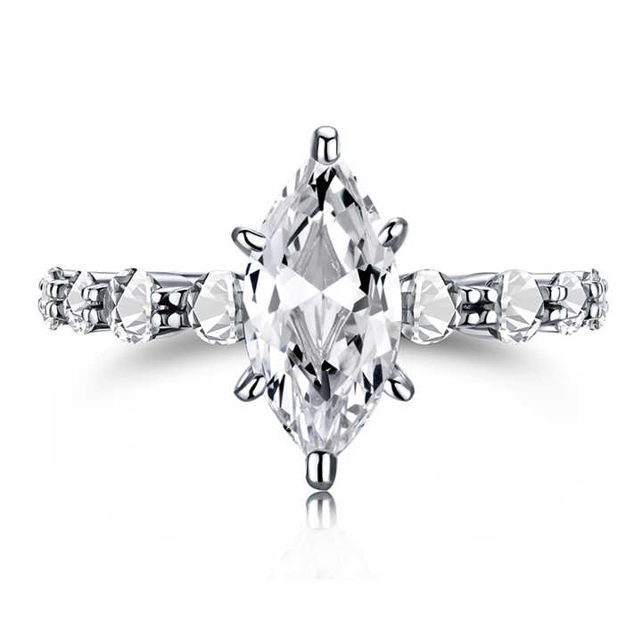 【ZHOYA】Elegant Marquise Moissanite 1 CT S925 Silver Ring