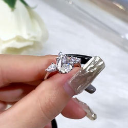 【ZHOYA】 Excellent Moissanite 2 CT S925 Silver Platinum Plated Ring