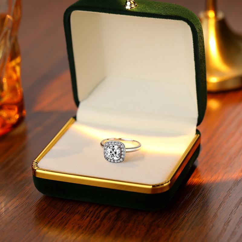 【ZHOYA】 Moissanite 1Carat S925 Silver Platinum Plated Ring