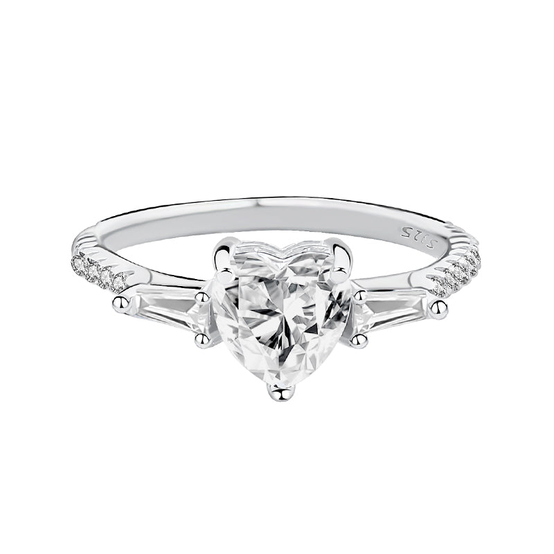 【ZHOYA】Moissanite 1 CT S925 Silver Platinum Plated Ring