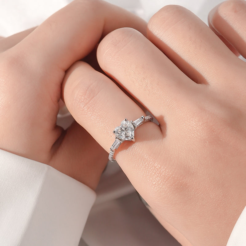 【ZHOYA】Moissanite 1 CT S925 Silver Platinum Plated Ring