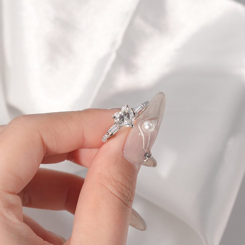 【ZHOYA】Moissanite 1 CT S925 Silver Platinum Plated Ring