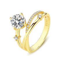 Cargar imagen en el visor de la galería, [K1293] Moissanite 1 Carat S925 Silver 18K Gold Plated Ring