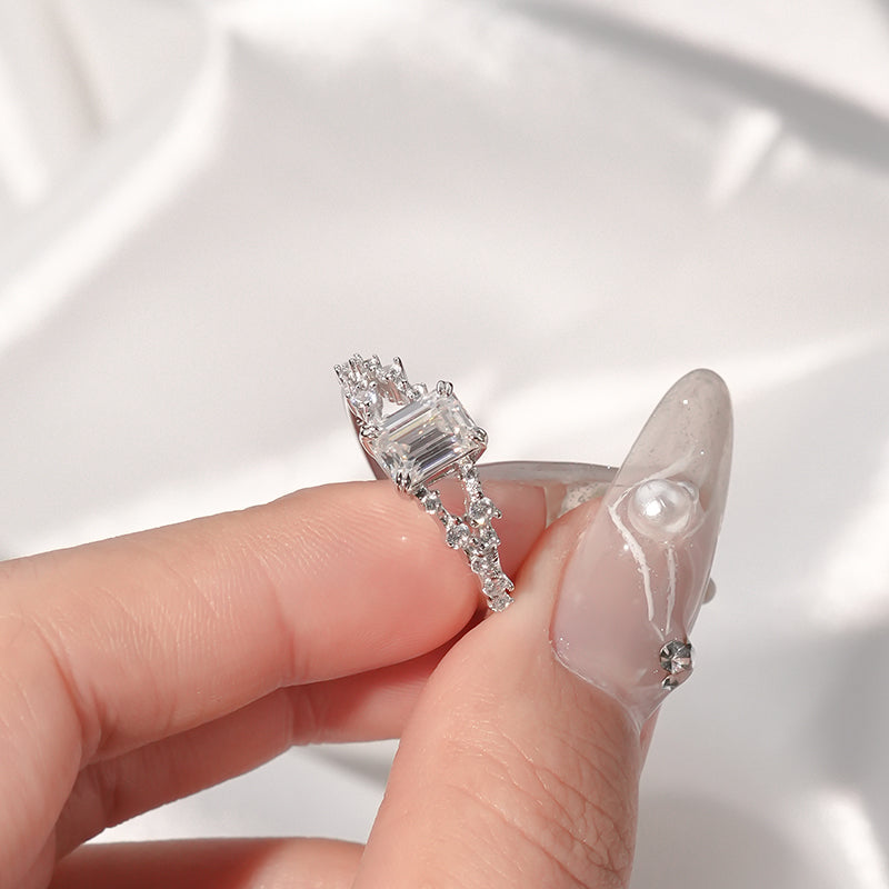 【ZHOYA】Moissanite 1 CT S925 Silver Platinum Plated Ring