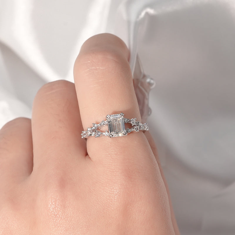 【ZHOYA】Moissanite 1 CT S925 Silver Platinum Plated Ring