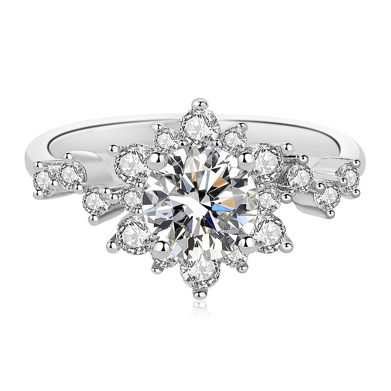 【ZHOYA】Moissanite 1 CT S925 Silver Platinum Plated Ring