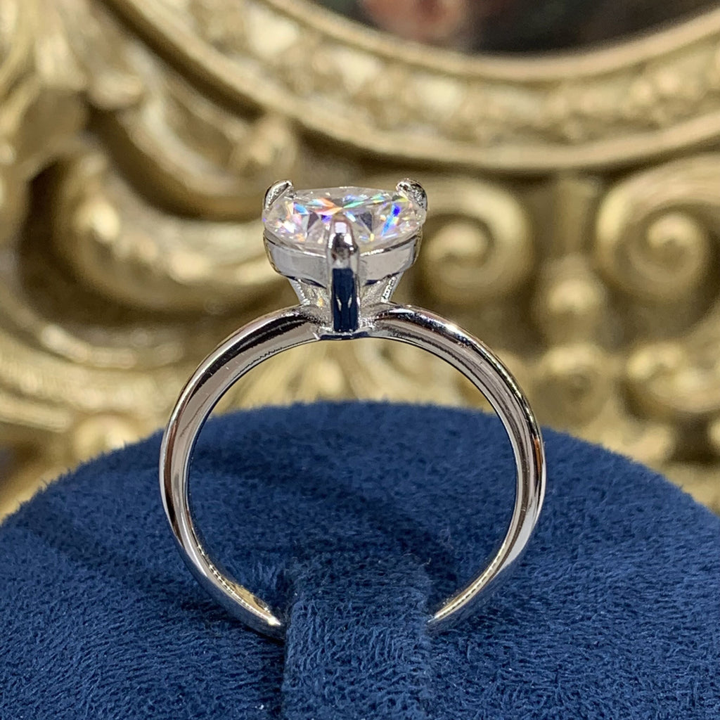 【ZHOYA】2CT Moissanite Gemstone 925 Sterling Silver Ring