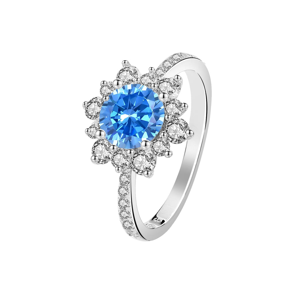 【ZHOYA】Moissanite 1 CT S925 Silver  Ring(BLUE)