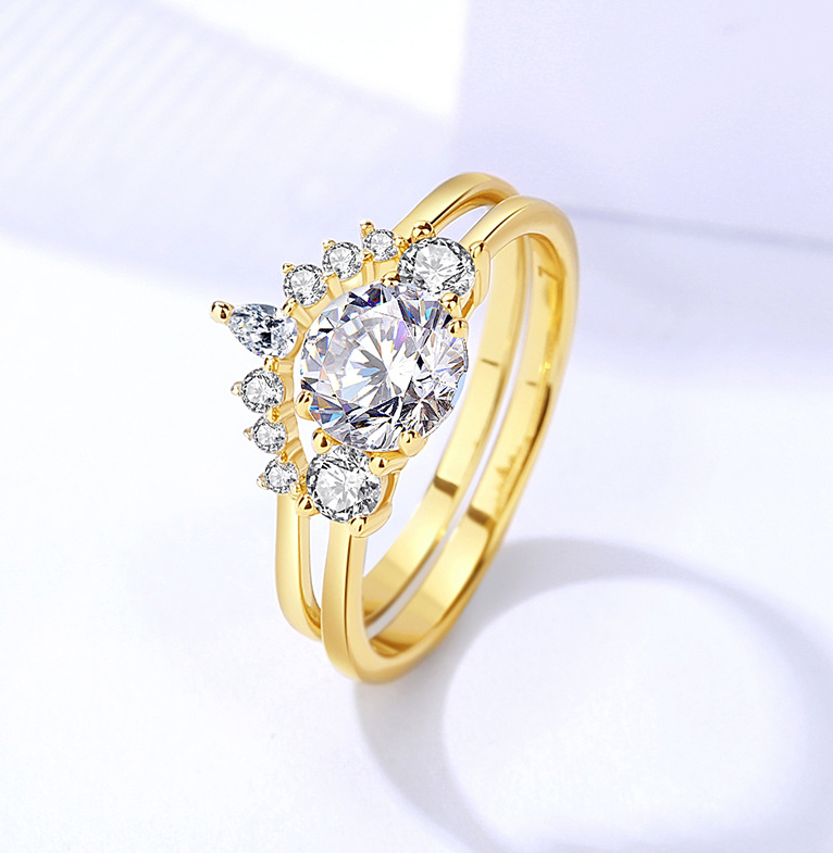 【ZHOYA】K1265 Moissanite 1 CT S925 Silver Platinum Plated Ring