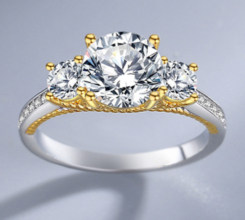 【ZHOYA】925 Sterling Silver 2CT carat Moissanite Ring