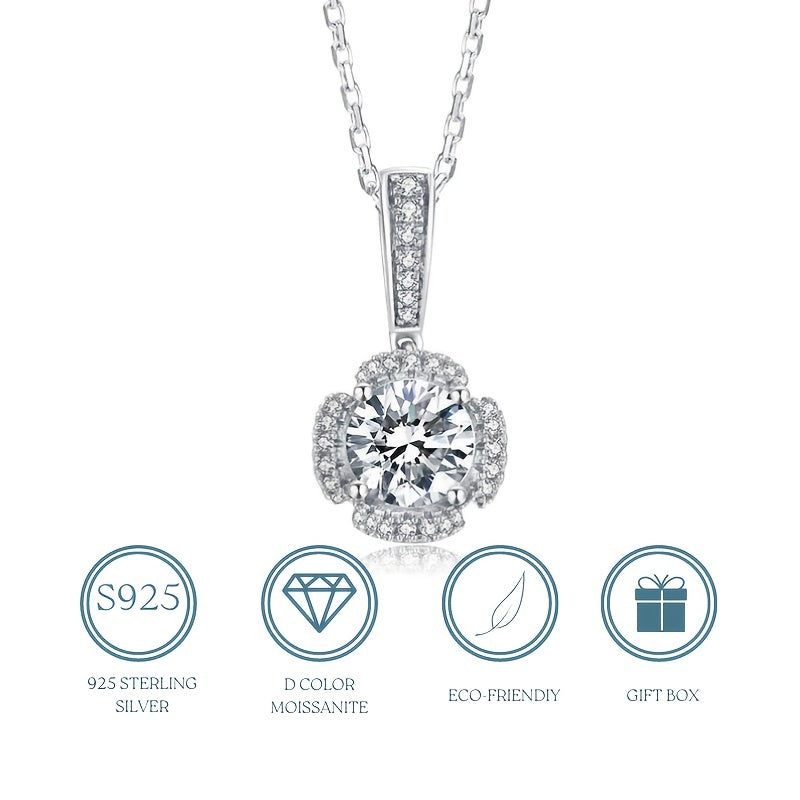 【ZHOYA】 Golden Years 1 CT 925 Sterling Silver Moissanite Necklace