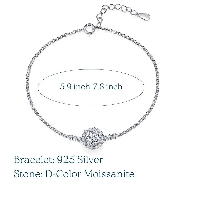 【ZHOYA】 Flower S925 1 CT Moissanite Bracelet